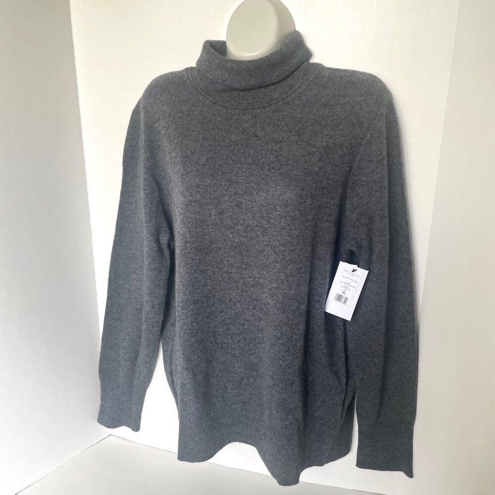 Equipment Delafine Cashmere Sweater Gray Lightweight Turtleneck XL